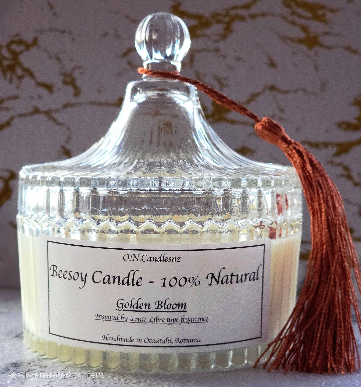 Golden Bloom Beesoy Candle - A Luxe Blend of Florals & Warm Amber Notes