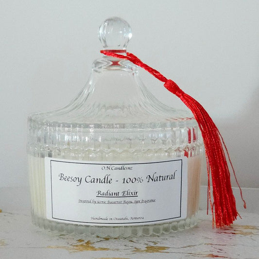 Radiant Elixir - Bold Amber & Floral Beesoy Candle for a Touch of Glamour