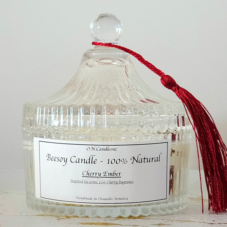 Cherry Ember - Sensual Cherry & Amber Beesoy Candle with a Smoky Twist